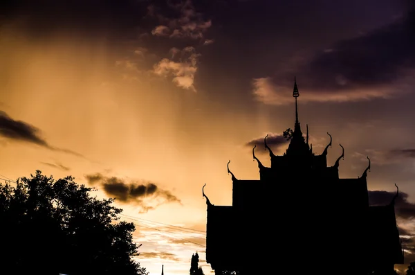 stock image Silhouette Thai temple and sky