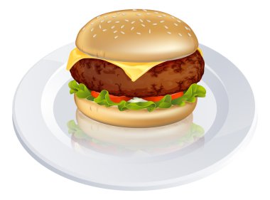 Beefburger or cheeseburger illustration clipart