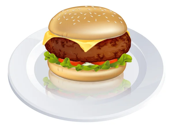 Ilustração de hambúrguer de carne ou cheeseburger —  Vetores de Stock