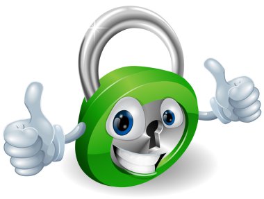 Thumbs up padlock cartoon character clipart