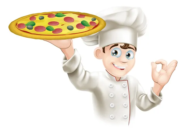 Tamam işareti pizza chef illüstrasyon — Stok Vektör