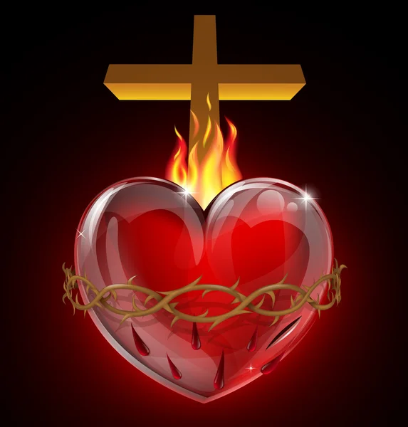 Ilustracja Najświętszego Serca Jezusowego — Wektor stockowy