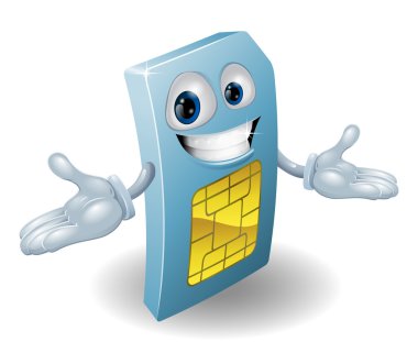 Mobile phone sim card mascot clipart