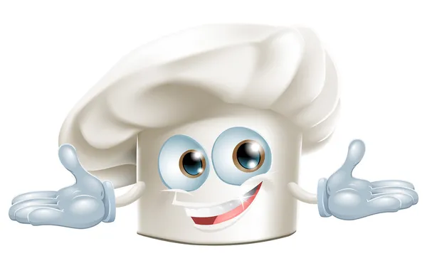 Szczęśliwy kucharzy biały kapelusz kreskówka mężczyzna — Wektor stockowy