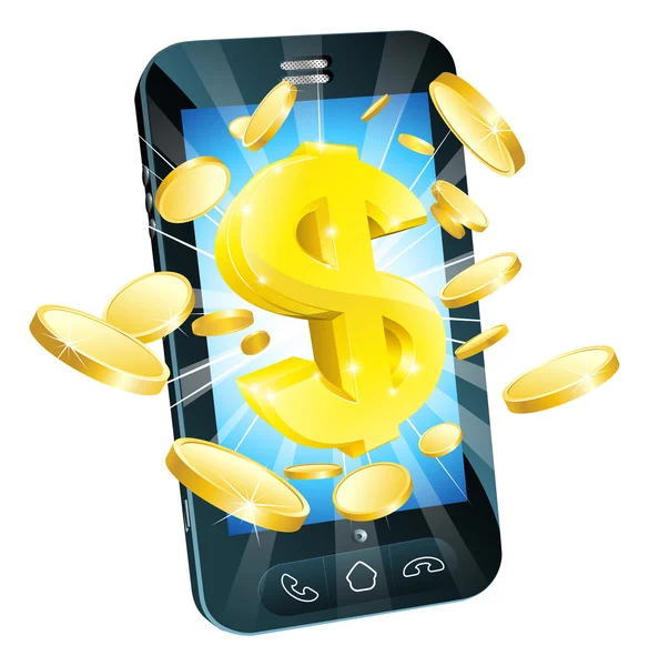 Dollar geld telefoon concept — Stockvector