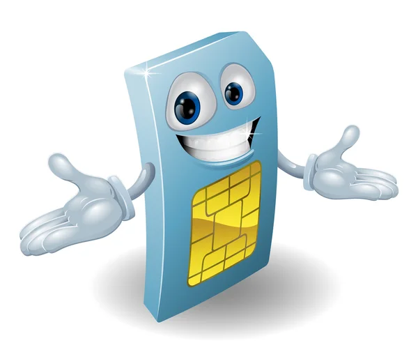 Mobile phone sim card mascot — Stock Vector