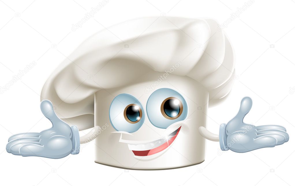 Happy white chefs hat cartoon man