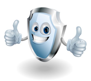 Cartoon happy shield man clipart