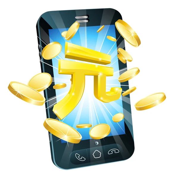 Yuan conceito de telefone dinheiro — Vetor de Stock