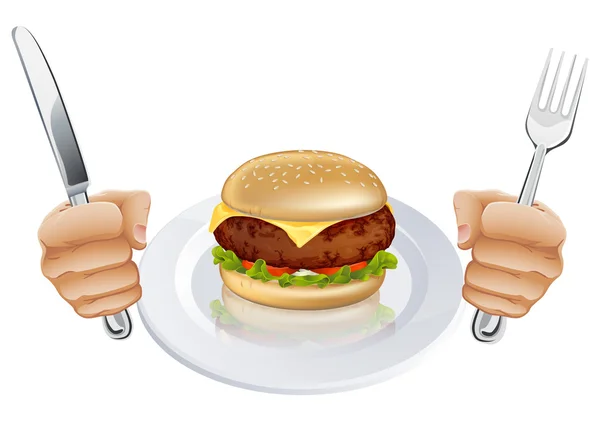 Com fome de um hambúrguer —  Vetores de Stock