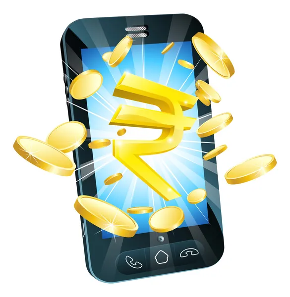 Rupee money phone concept — Stock Vector