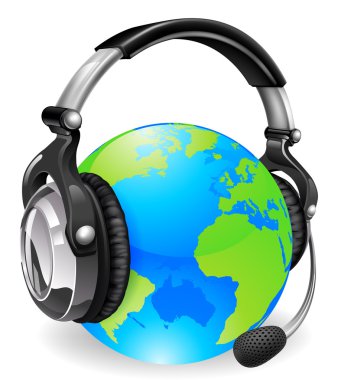 Help desk headset world globe clipart