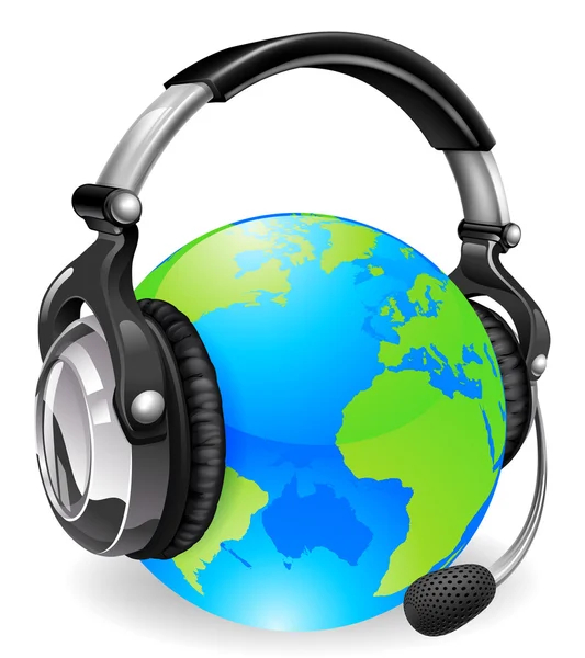 Βοήθεια γραφείο ακουστικό παγκόσμια σφαίρα — Διανυσματικό Αρχείο