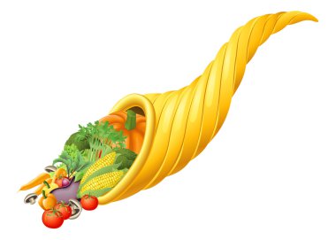 Thanksgiving or harvest festival cornucopia horn clipart