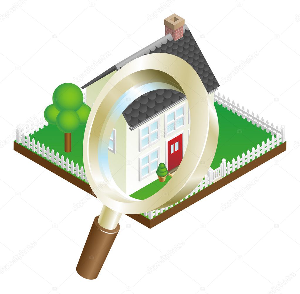 Magnifying glass house search concept