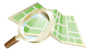 Magnifying glass map concept clipart