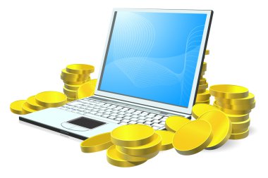 Laptop money concept clipart