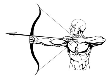 Black and white archer illustration clipart