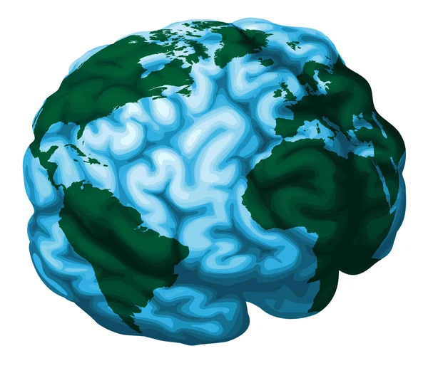 Gehirn Welt Globus Illustration — Stockvektor