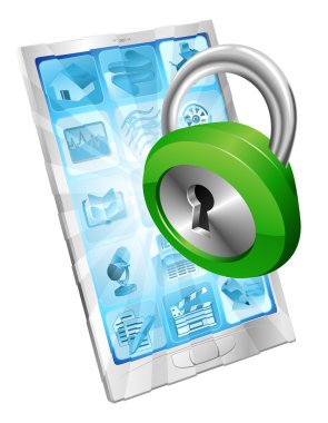 Lock icon phone security concept clipart