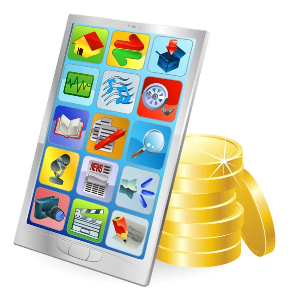 Telefono o tablet PC denaro concetto — Vettoriale Stock