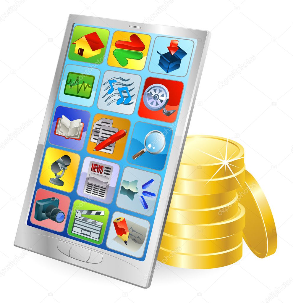 Phone or tablet PC money concept