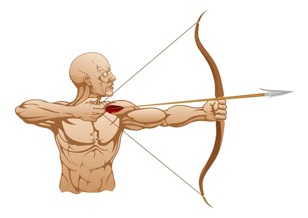 Sterke archer met pijl en boog — Stockvector