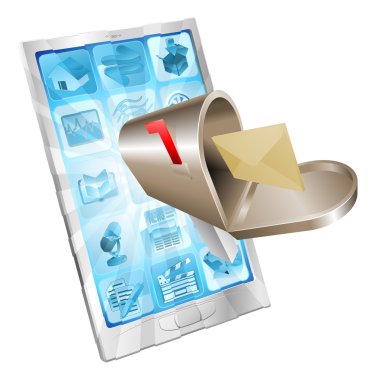 telefon ekran konsepti uçan mektup posta kutusu