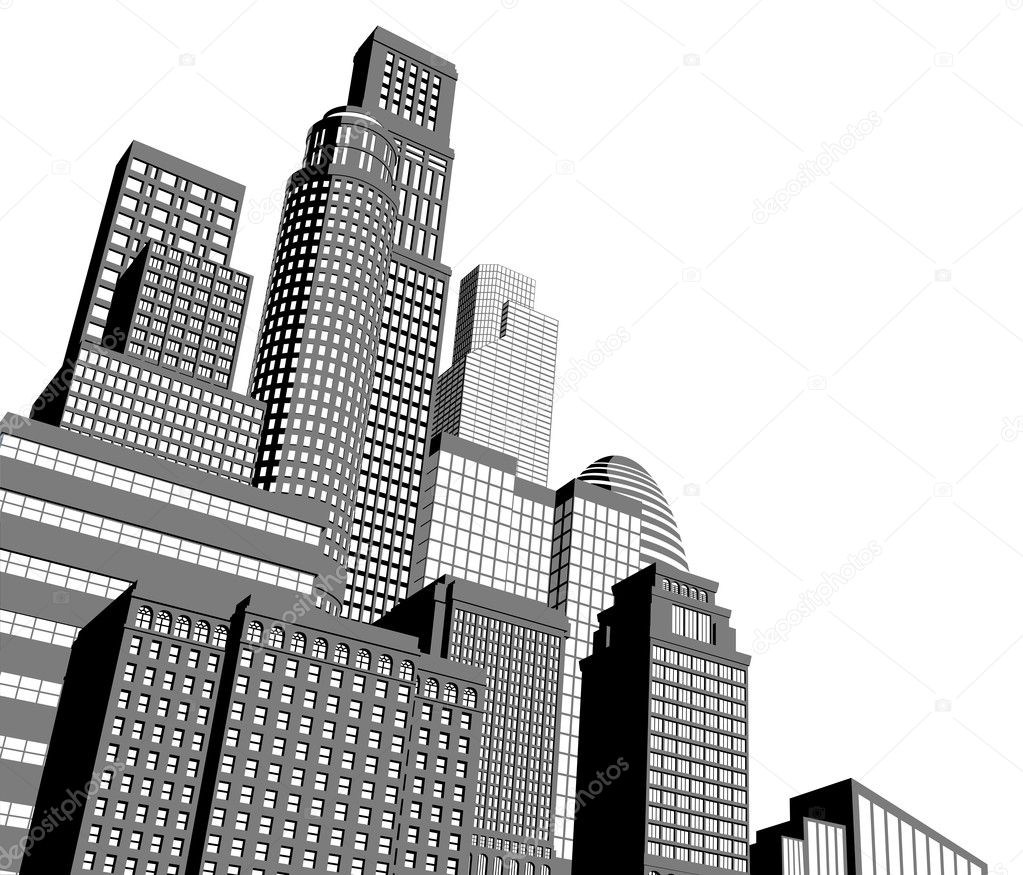 Monochrome city skyscrapers