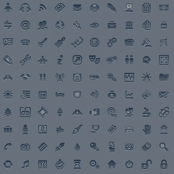 100 conjunto de iconos web gris profesional — Archivo Imágenes Vectoriales