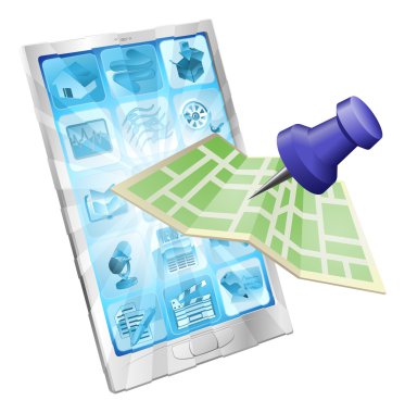 Phone map app concept clipart