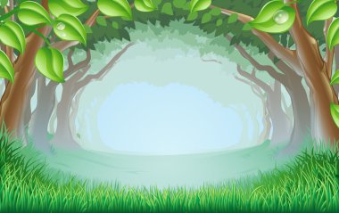 Beautiful woodland scene clipart