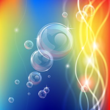 Abstract bubbles lines and lights background clipart