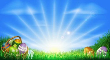 Easter eggs field background clipart