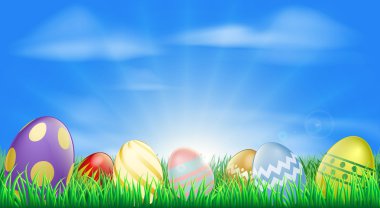 Bright Easter eggs background clipart