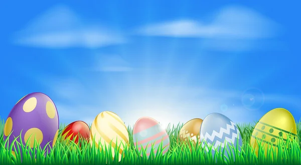 Fundo de ovos de Páscoa brilhante — Vetor de Stock