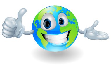 Globe mascot giving a thumbs up clipart