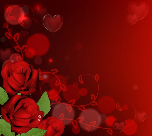 Красные валентинки день розы фон — стоковый вектор