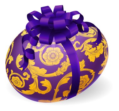 Purple and gold Easter Egg With Bow clipart