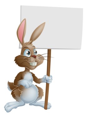 Rabbit holding sign cartoon illustration clipart