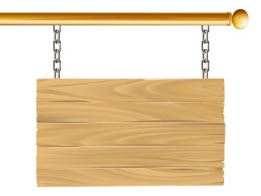 Wood suspended sign illustration clipart