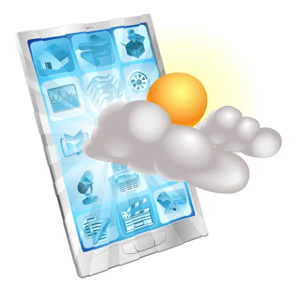 Koncepce aplikace Mobilní telefon počasí — Stockový vektor