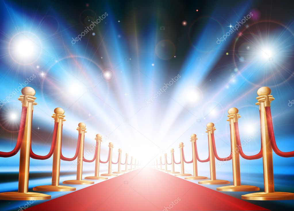 Grand entrance with red carpet and flash lights