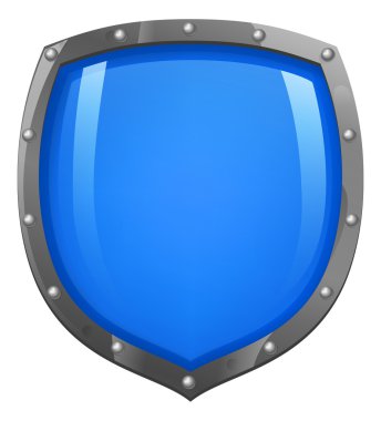 Blue shiny glossy shield clipart