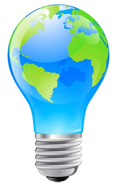 Welt Globus Glühbirne Konzept — Stockvektor