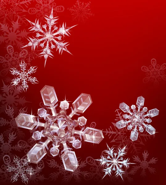 Червоний фон Сніжинка Різдво — стоковий вектор