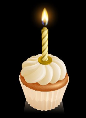 Fairy cake cupcake with birthday candle clipart