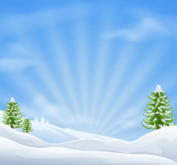 Kerstmis sneeuw landschap achtergrond — Stockvector
