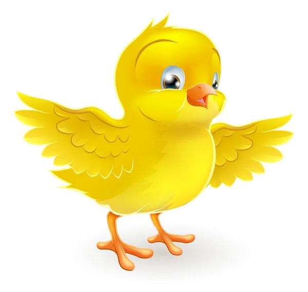 Ładny zadowolony mały żółty Wielkanoc chick — Wektor stockowy