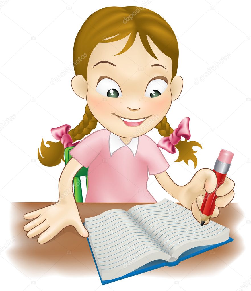 Young girl writing in a book